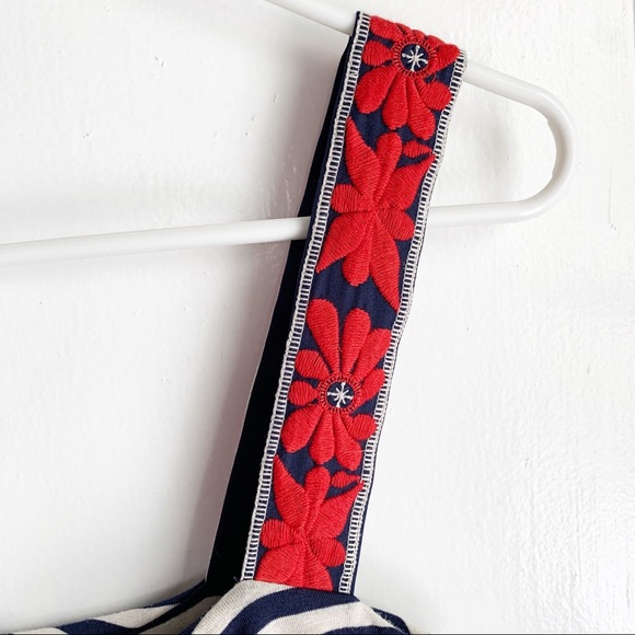 Lucky Brand Oatmeal Stripe Floral Strap Maxi Dress - Picture 4 of 9